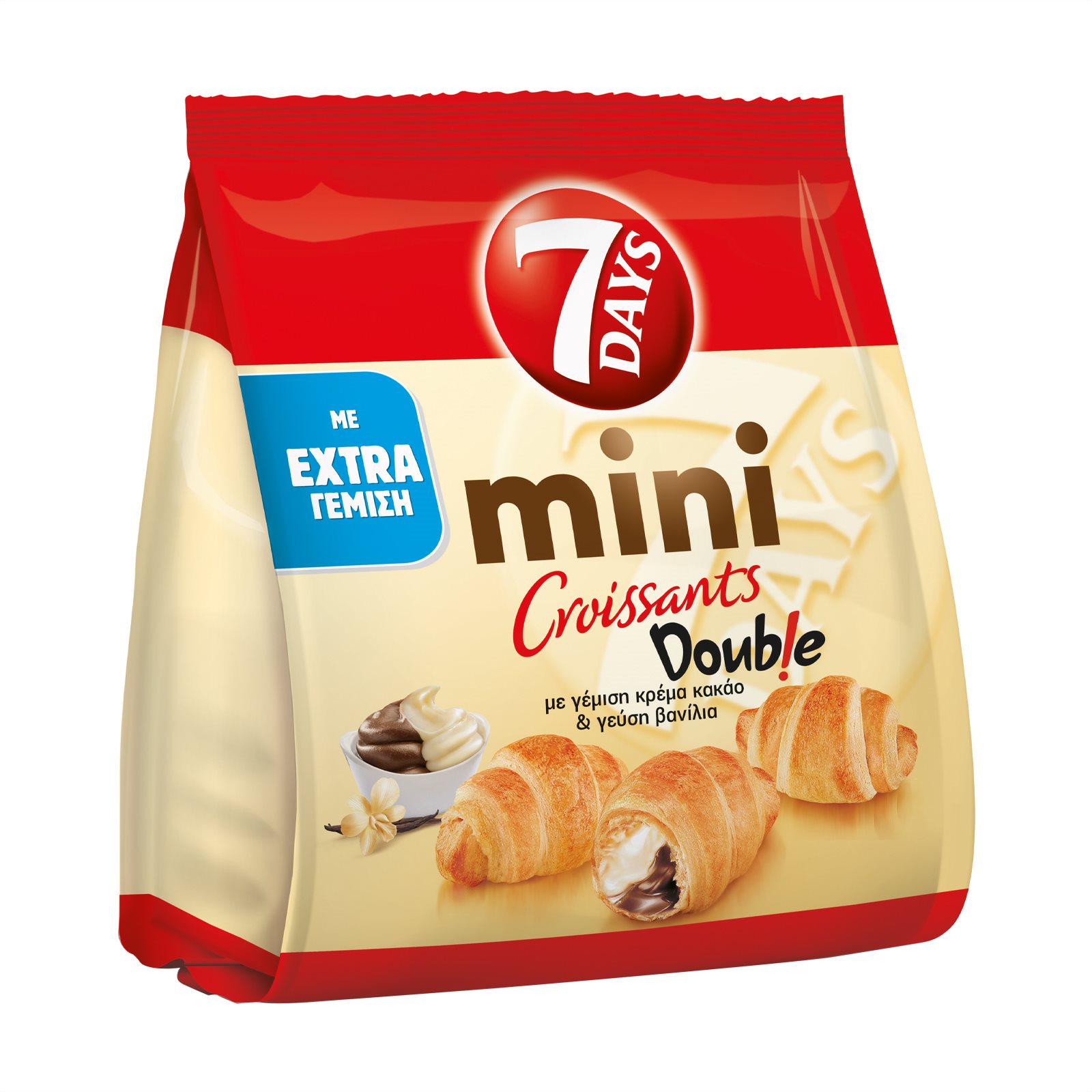 7DAYS Mini Κρουασάν Double με γέμιση Κρέμα Κακάο & γεύση Βανίλια 103g ...