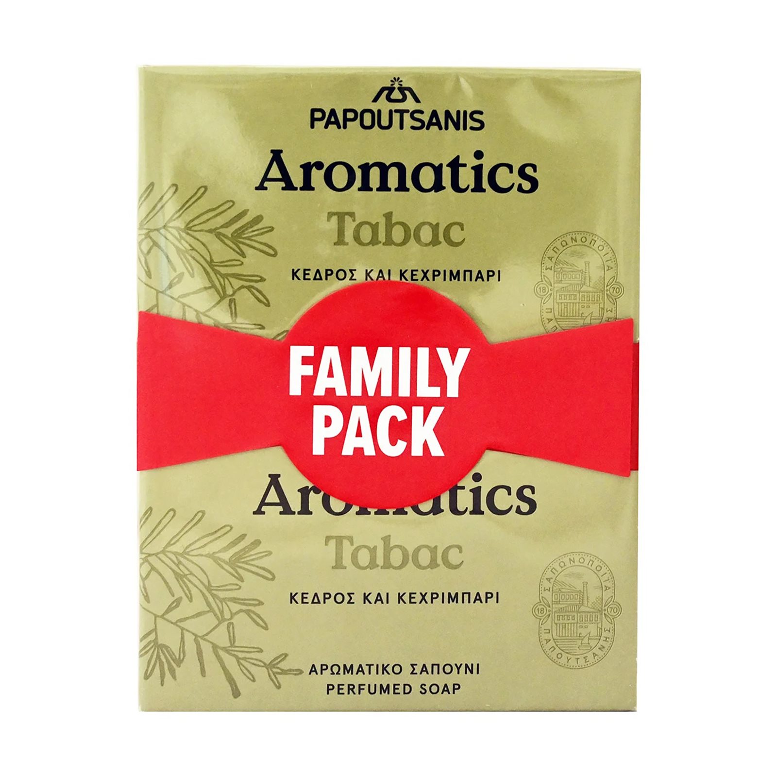 PAPOUTSANIS Aromatics Σαπούνι Tabac Κέδρος & Κεχριμπάρι 4x100g