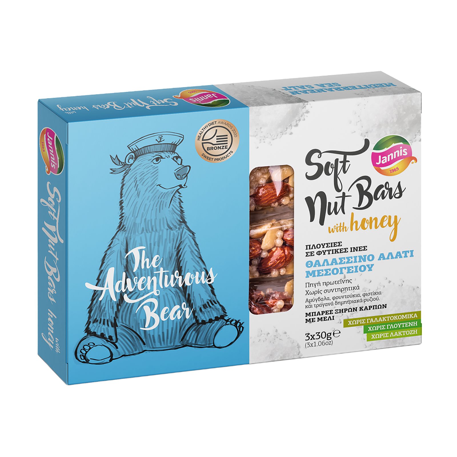 JANNIS Protein Soft Nut Bars με Μέλι & Θαλασσινό Αλάτι Μεσογείου με
