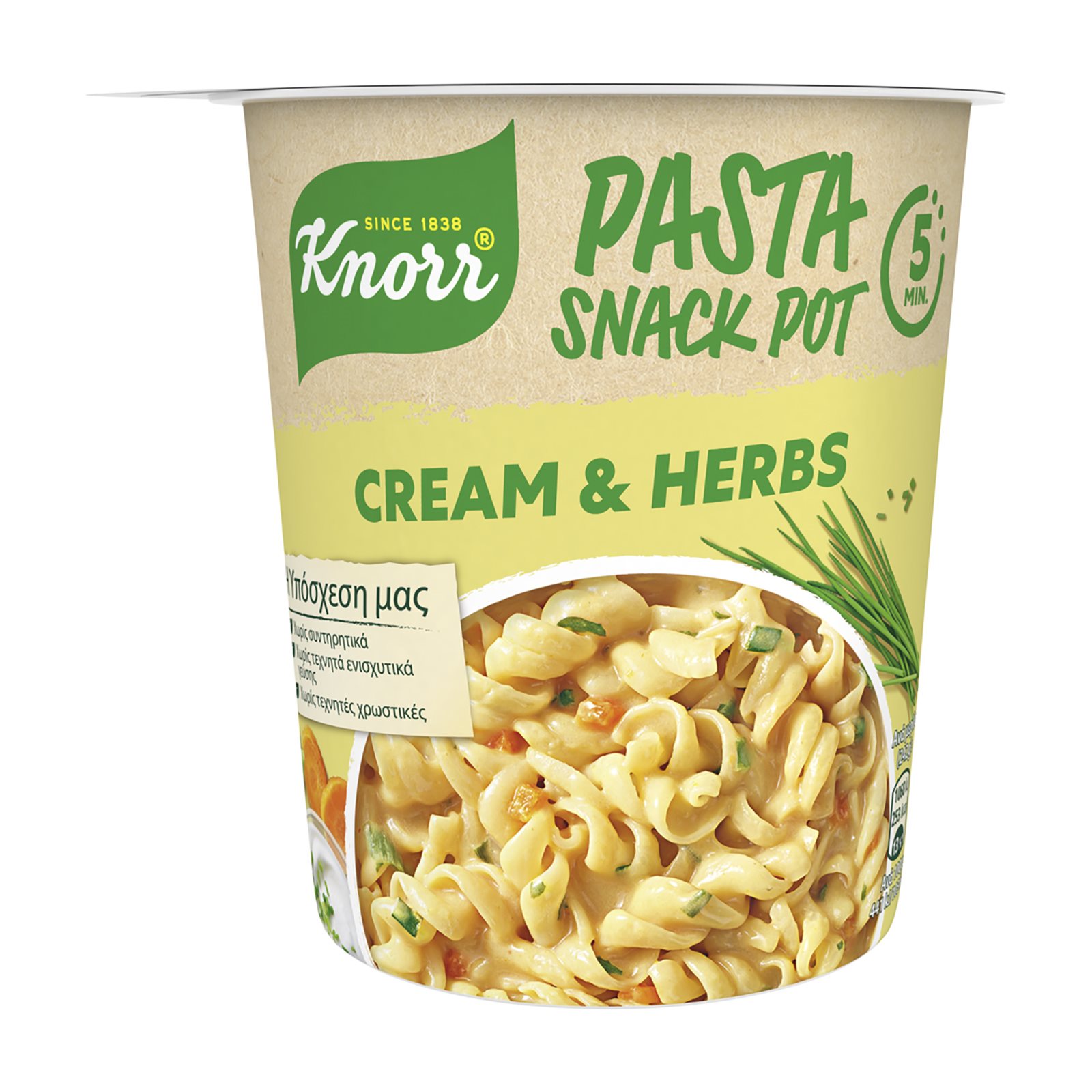 KNORR Pasta Snack Pot Ζυμαρικά με Κρέμα & Μυρωδικά 62gr ΣΚΛΑΒΕΝΙΤΗΣ
