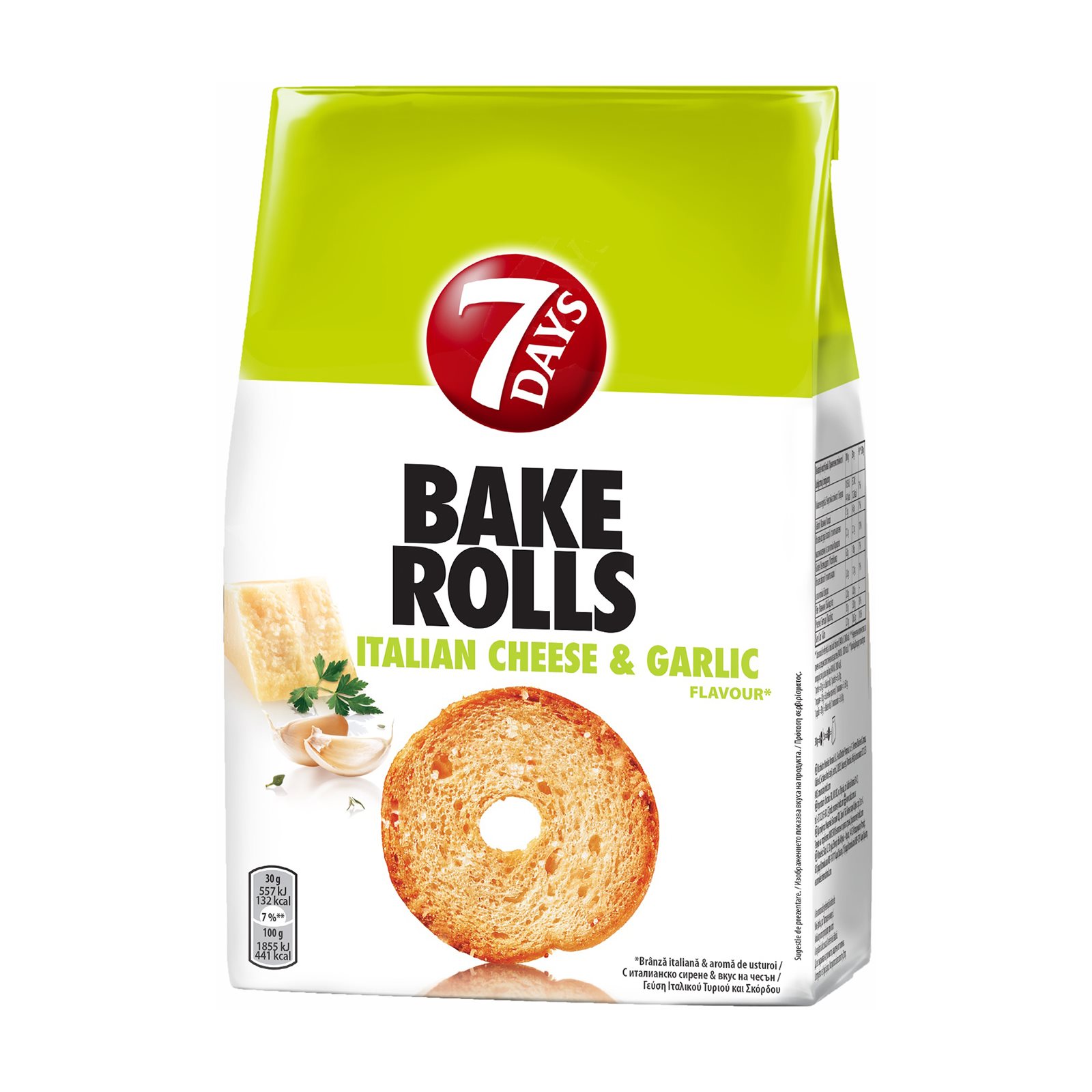 7DAYS Bake Rolls Παξιμαδάκια Ιταλικό Τυρί & Σκόρδο 150gr | ΣΚΛΑΒΕΝΙΤΗΣ