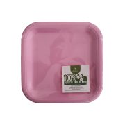 Πιάτα Μεσαία  Χάρτινα Τετράγωνα 100% Plastic Free Ροζ 17,4cm 16τεμ