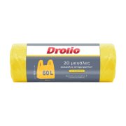 DROLIO Σακούλες Απορριμμάτων Μεγάλες με Χερούλια Κίτρινες 60x72cm 60lt 20τεμ