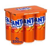 FANTA Zero Αναψυκτικό Πορτοκαλάδα με Ανθρακικό Χωρίς προσθήκη ζάχαρης 6x330ml 