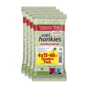 WET HANKIES Υγρομάντιλα Αντιβακτηριδιακά με Άρωμα Πράσινο Μήλο 4x15τεμ 
