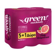 GREEN Mocktails Αναψυκτικό Pink Grapefruit με Στέβια Χωρίς Ζάχαρη 5x330ml +1 Δώρο