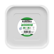 KOKLIKO Πιάτα Τετράγωνα Χάρτινα 0% Πλαστικό Λευκά 23cm 10τεμ