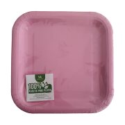 Πιάτα Μεγάλα Χάρτινα Τετράγωνα 100% Plastic Free Ροζ 22,2cm 14τεμ