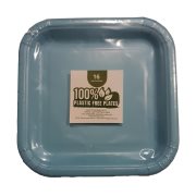 Πιάτα Μεσαία  Χάρτινα Τετράγωνα 100% Plastic Free  Γαλάζιο 17,4cm 16τεμ
