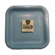 Πιάτα Μεγάλα Χάρτινα Τετράγωνα 100% Plastic Free Γαλάζιο 22,2cm 14τεμ