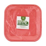 Πιάτα Μεσαία  Χάρτινα Τετράγωνα 100% Plastic Free Κόκκινο 17,4cm 16τεμ