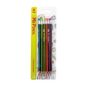MR PENCIL Μολύβια Ριγέ HB με Γόμα Πολύχρωμη 6τεμ