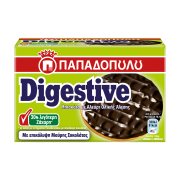 ΠΑΠΑΔΟΠΟΥΛΟΥ Digestive Μπισκότα με Επικάλυψη Μαύρη Σοκολάτα με 30% Λιγότερη Ζάχαρη 200gr