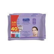 SEPTONA Dermasoft Υγρά Μαντιλάκια Ντεμακιγιάζ με Υαλουρονικό Οξύ για Ευαίσθητες Επιδερμίδες 2x20τεμ