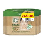 POM PON Natura Υγρά Μαντιλάκια Ντεμακιγιάζ Natura 2x20τεμ