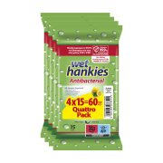 WET HANKIΕS Υγρομάντιλα Αντιβακτηριδιακά με 'Αρωμα Λεμόνι 4x15τεμ 