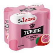 TUBORG Mixer Pink Grapefruit & Σαγκουίνι 5x330ml +1 Δώρο