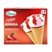 DESINO Cones Παγωτό Χωνάκι Βανίλια Φράουλα 6τεμ 414g (720ml)