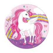 DECORATA Πιάτα Μεγάλα Χάρτινα 0% Πλαστικό Unicorn Rainbow Colors 23cm 8τεμ