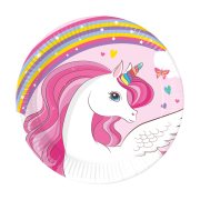 DECORATA Πιάτα Μεσαία Χάρτινα 0% Πλαστικό Unicorn Rainbow Colors 20cm 8τεμ