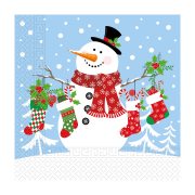 DECORATA Χαρτοπετσέτες Χριστουγεννιάτικες Χιονάνθρωπος 33X33cm 3 Φύλλων 20τεμ 85g