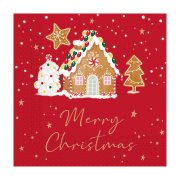 DECORATA Χαρτοπετσέτες Χριστουγεννιάτικες Κόκκινες Gingerbread House 33X33cm 3 Φύλλων 20τεμ 85g