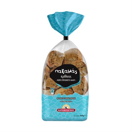 ΚΑΡΑΜΟΛΕΓΚΟΣ Παξαμάς Παξιμάδια Κρίθινα Χωρίς πρόσθετο αλάτι 400g