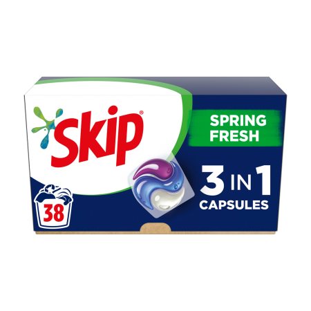 SKIP Ultimate Απορρυπαντικό Πλυντηρίου Ρούχων 3in1 Spring Fresh 38 κάψουλες