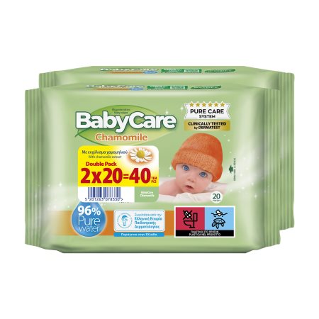BABYCARE Μωρομάντιλα με Εκχύλισμα Χαμομηλιού 2x20τεμ