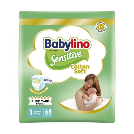 BABYLINO Sensitive Πάνες Cotton Soft Νo1 Newborn 2-5kg 68τεμ BABYLINO Sensitive Πάνες Cotton Soft Νo1 Newborn 2-5kg 68τεμ
