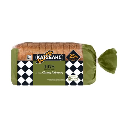 ΚΑΤΣΕΛΗΣ 1978 Ψωμί για Τοστ με Σιτάρι Ολικής Άλεσης 25% μεγαλύτερες φέτες 500g