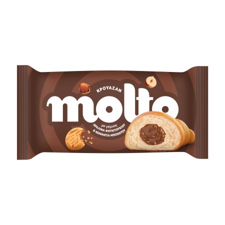 MOLTO Κρουασάν με γέμιση Πραλίνα Φουντουκιού & Κομμάτια Μπισκότου 98g 