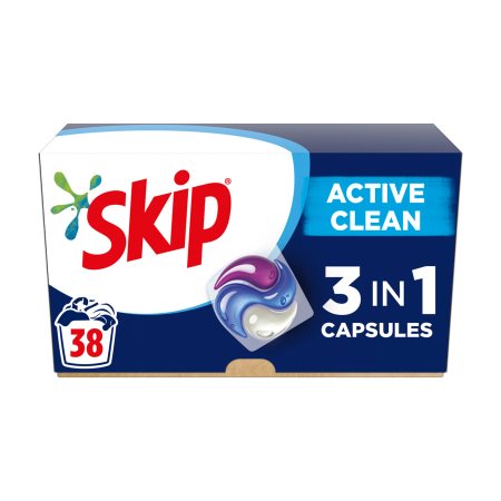SKIP Ultimate 3in1 Απορρυπαντικό Πλυντηρίου Ρούχων Active Clean 38 κάψουλες