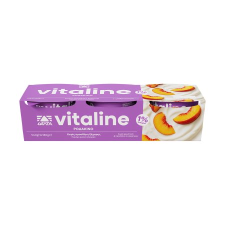ΔΕΛΤΑ Vitaline Επιδόρπιο Γιαουρτιού Ροδάκινο Χωρίς προσθήκη ζάχαρης 3x180g