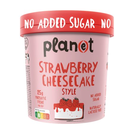 PLAN(E)T Παγωτό Strawberry Cheesecake Style Vegan Χωρίς λακτόζη Χωρίς προσθήκη ζάχαρης 250g
