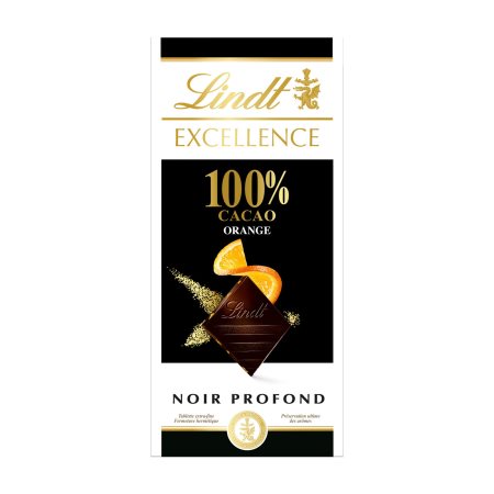 LINDT Excellence Σοκολάτα Υγείας με 100% Κακάο & Πορτοκάλι 50g