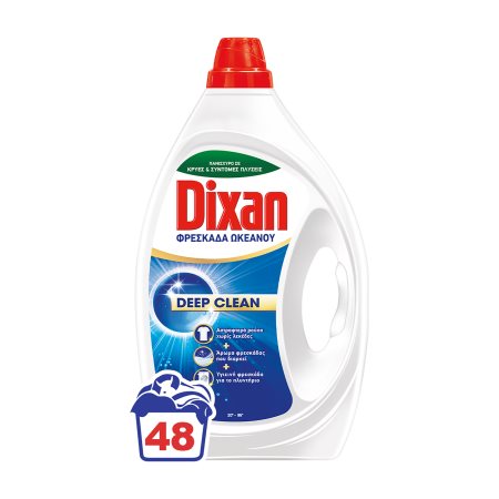 DIXAN Deep Clean Απορρυπαντικό Πλυντηρίου Ρούχων Τζελ Φρεσκάδα Ωκεανού 48 πλύσεις