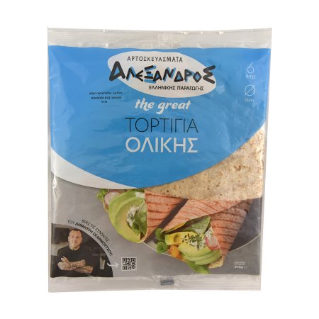 ΑΛΕΞΑΝΔΡΟΣ The Grate Πίτες Τορτίγια Ολικής Άλεσης 6τεμ 370g
