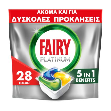 FAIRY Platinum Απορρυπαντικό Πλυντηρίου Πιάτων Ταμπλέτες Λεμόνι 28τεμ