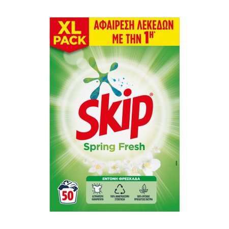 SKIP Απορρυπαντικό Πλυντηρίου Ρούχων Σκόνη Spring Fresh 50 πλύσεις