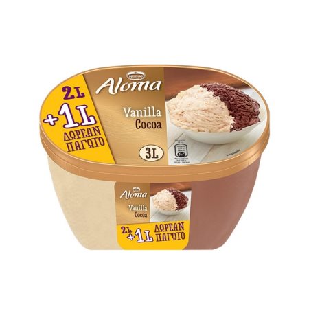 ALOMA Παγωτό Βανίλια Σοκολάτα 1kg (2lt) +455gr Δώρο