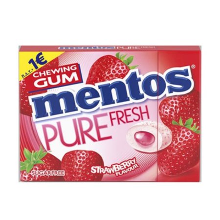 MENTOS Pure Fresh Τσίχλες Φράουλα Χωρίς ζάχαρη 30gr