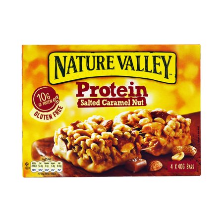 NATURE VALLEY Protein Μπάρες Δημητριακών με Αλατισμένη Καραμέλα, Ξηρούς Καρπούς & Πρωτεΐνη Χωρίς γλουτένη 4x40gr
