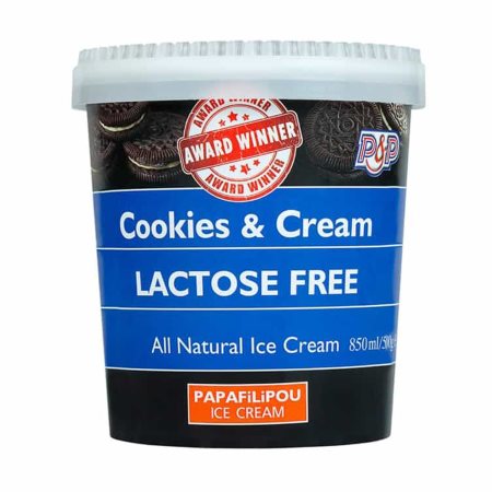 PAPAFILIPOU Παγωτό Cookies & Cream Χωρίς λακτόζη 500gr (850ml) 