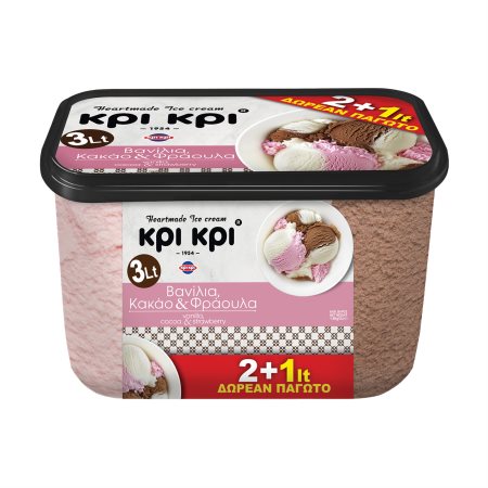 ΚΡΙ ΚΡΙ Heartmade Παγωτό Βανίλια Κακάο & Φράουλα 1kg (2lt) +50% Δώρο