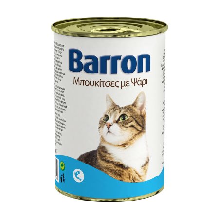 BARRON Υγρή Τροφή Γάτας Ψάρι Μπουκιές 400gr