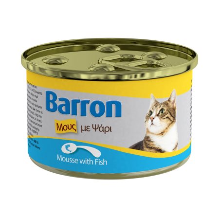 BARRON Υγρή Τροφή Γάτας Ψάρι Μους 85gr