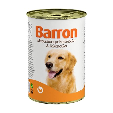 BARRON Υγρή Τροφή Σκύλου Κοτόπουλο & Γαλοπούλα Μπουκιές 400gr