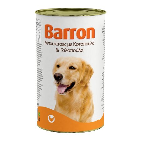 BARRON Υγρή Τροφή Σκύλου Κοτόπουλο & Γαλοπούλα Μπουκιές 1,23Kg