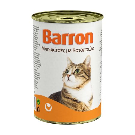 BARRON Υγρή Τροφή Γάτας Κοτόπουλο Μπουκιές 400gr